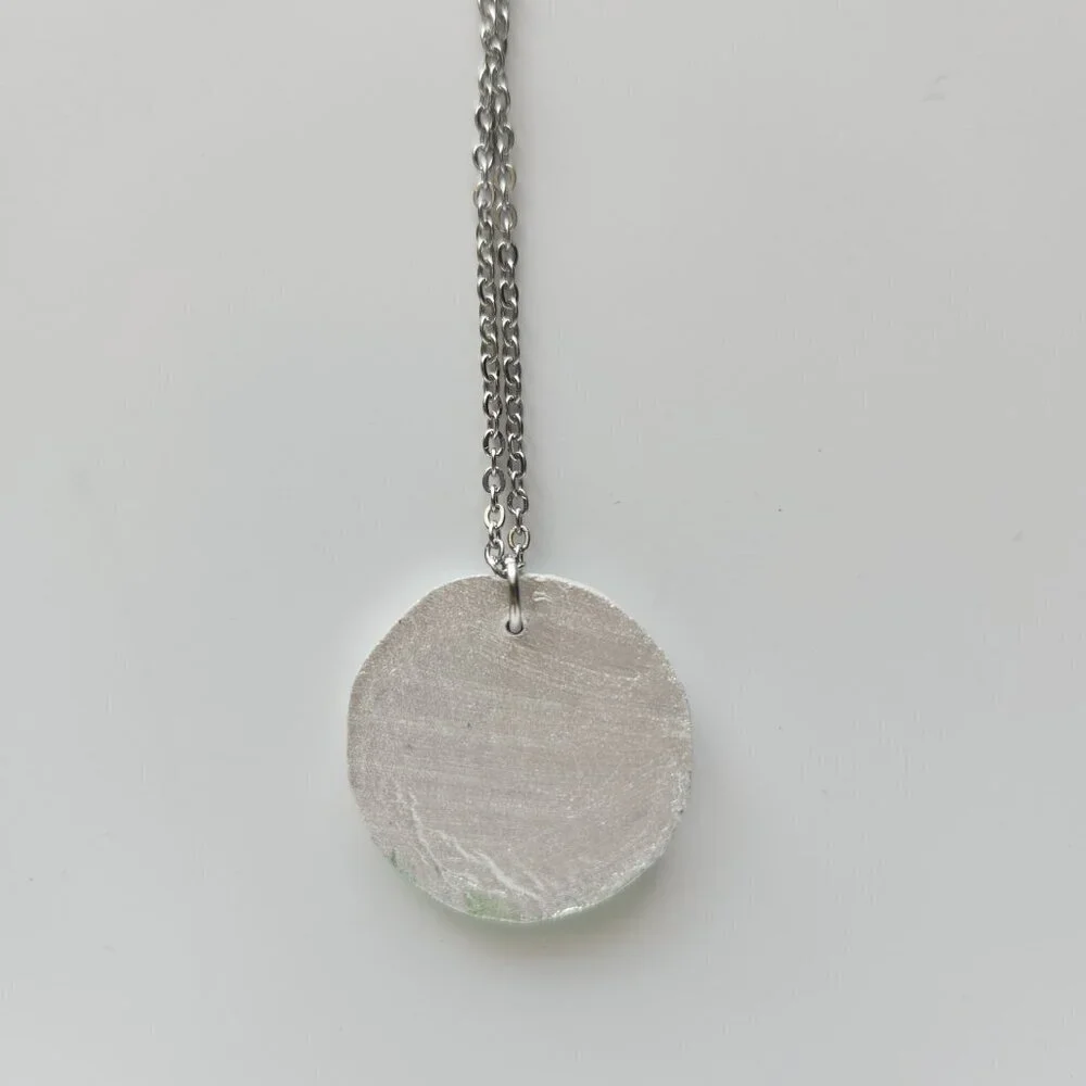 Unique colourful green witch pendant on a dainty silver chain - Picture 6 of 13